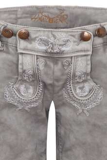 Kinder Jeansshort in Lederhosenoptik hellgrau