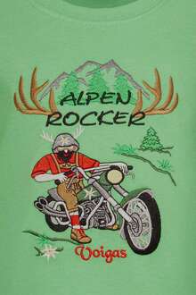 Kinder T-Shirt 'Alpen Rocker' mit Motorrad grün