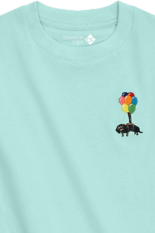 Kinder T-Shirt mit Dackelstickerei 'Dackelexpress' hellblau