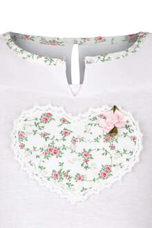 Kinder-Trachten T-Shirt mit Blumenherz weiss