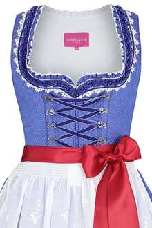 Mini Dirndl mit Baumwollspitzen-Schrze blau