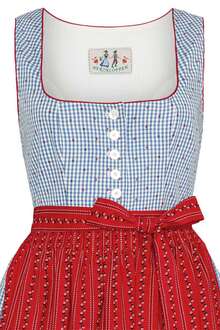 Wasch-Dirndl kariert hellblau rot