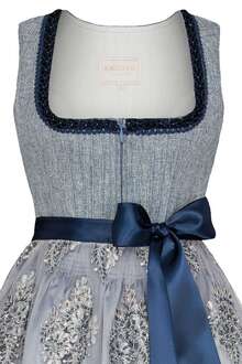 Mini Dirndl mit bestickter Spitzenschrze blau