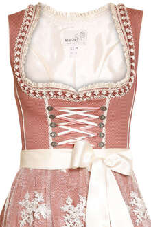 Mini Dirndl mit Spitzenschrze matt-rosa