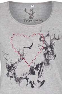 Damen Trachten T-Shirt Herz grau