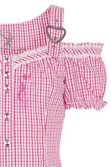 Carmen Trachtenbluse mit Stickerei kariert pink