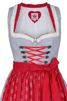 Dirndl midi kariert rot hellblau