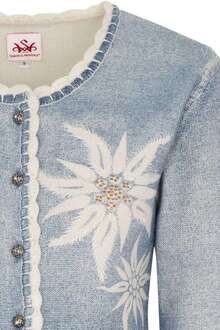 Damen Trachten Strickjacke mit Edelweiss blau