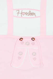 Babystrampler Lederhose rosa langarm