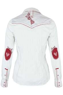 Bluse Crash-Optik wei-rot Stickerei