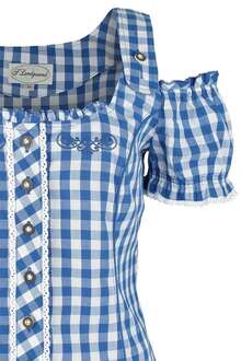 Carmenbluse kariert blau-wei