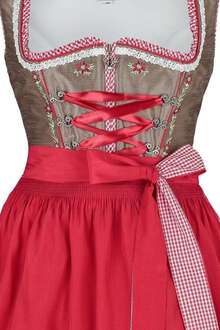 Dirndl kurz taupe-rot