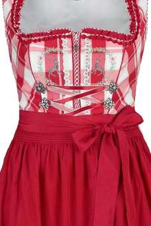 Dirndl kurz kariert mit Hirsch rot
