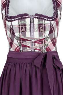 Dirndl mittel wei-lila kariert Hirsch