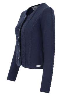 Damen Trachten Strickjacke mit Zopfmuster blau