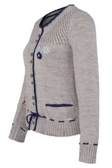 Trachten Strickjacke mit Blumenapplikation natur-blau