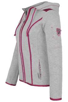 Damen Trachten Sweatjacke mit Kapuze grau-pink