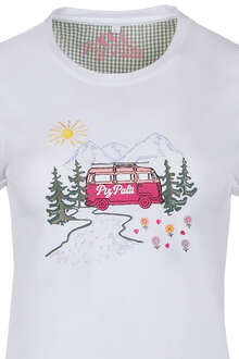 Damen T-Shirt 'Alpen-Camping' edelweiß