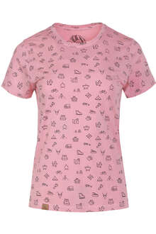 Damen T-Shirt mit Allover-Print perlrosa