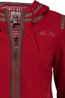 Damen Walkjacke mit Kapuze rot