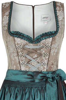 Dirndl knielang braun aqua Strasshirsch