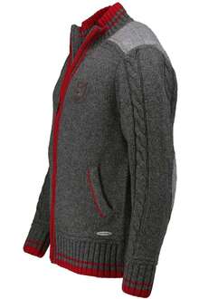 Trachten Strickjacke grau/rot 'Hannes'