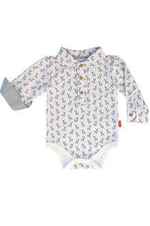 Langarm Baby-Body mit kleinen Hirschen beige