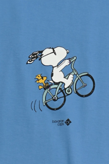 Herren T-Shirt mit Druck 'Peanuts Radln' blau
