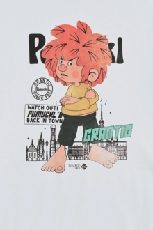 Herren T-Shirt mit Druck 'Pumuckls back in town' wei