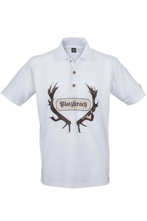 Poloshirt 'Platzhirsch' wei Oliver