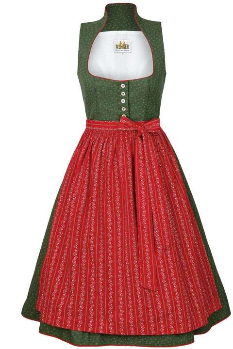 Baumwoll-Wasch-Dirndl midi grn rot