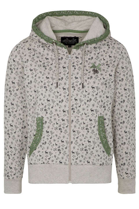 Damen Sweatjacke Alpin mit Spitze Greige