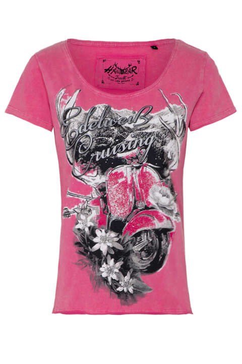 Damen T-Shirt 'Edelweiß cruising' Vespa pink