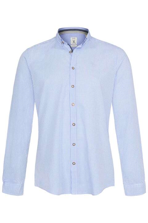 Trachtenhemd kariert Slim fit hellblau