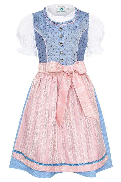 Kinderdirndl mit Bluse hellblau rosa