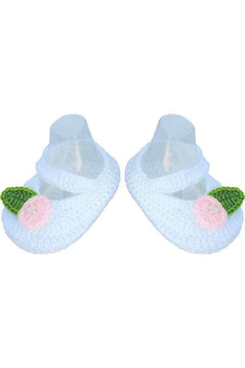 Baby Hkelschuhe fr Taufe Hochzeit wei rosa