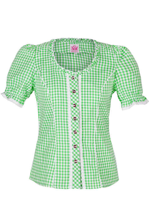 Miedershirt grn-wei kariert 'Jasmin'