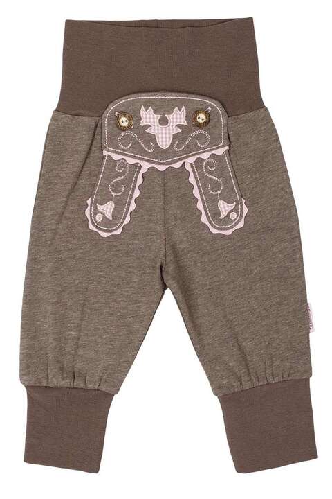 Baby Schlupfhose im Lederhosenstil braun rosa