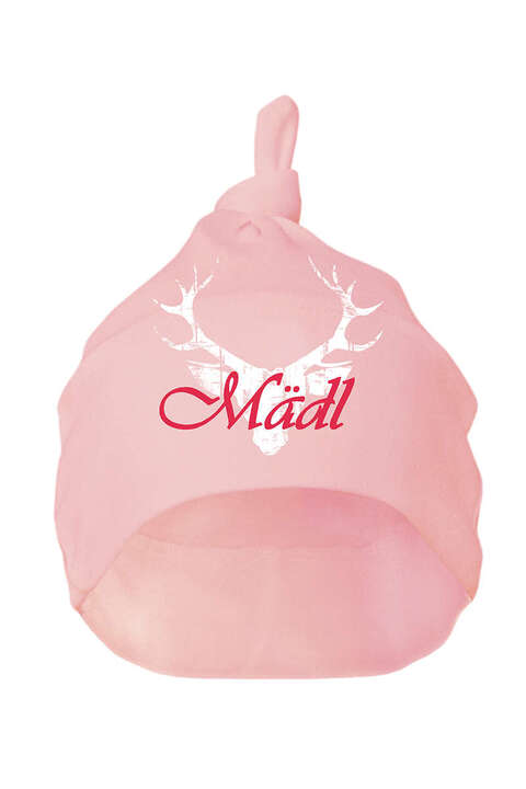 Knoten- Mtze mit Hirsch 'Mdl' rosa
