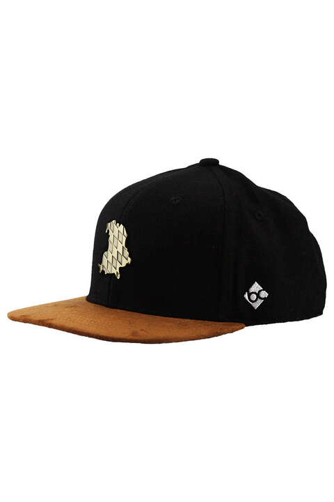 Snapback Cap 'Freistaat' mit Metallpatsch schwarz