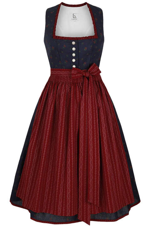 Baumwoll-Wasch-Dirndl dunkelblau bordeaux