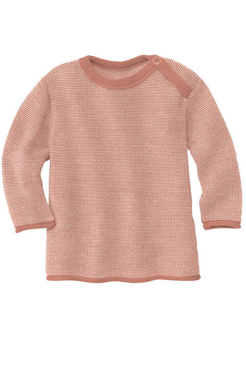 BABY Melange-Pullover Bio-Schurwolle GOTS rose/natur