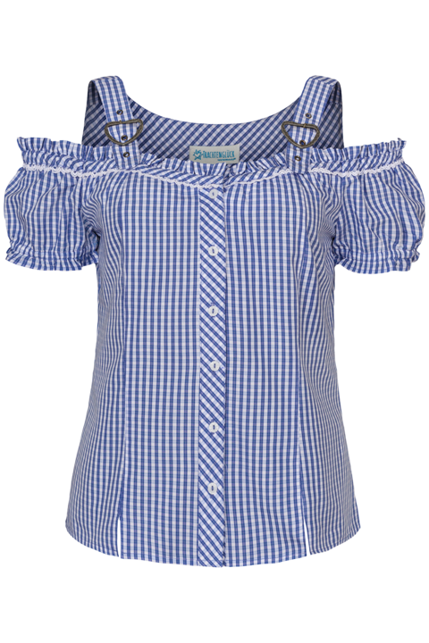 Trachten Carmenbluse kariert blau