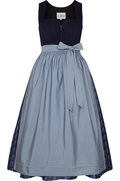 Dirndl lang Cord mit Herzausschnitt marine