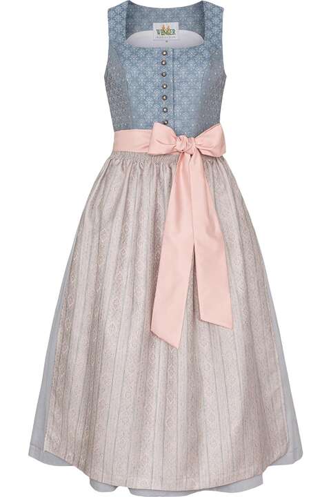 Langes Dirndl taubenblau ros