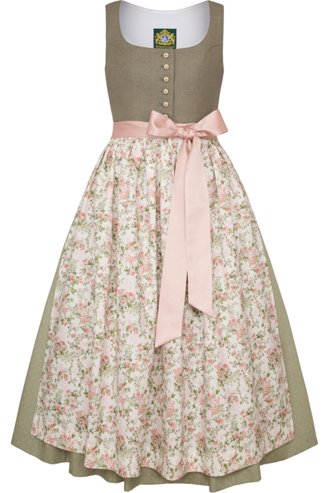 Leinendirndl lang mit floralem Muster grn gemustert