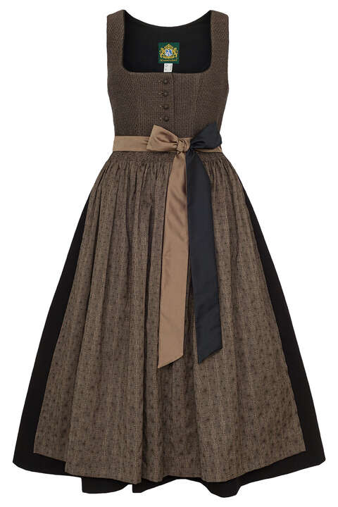 Dirndl lang schwarz taupe braun gemustert