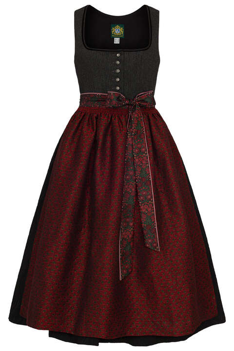 Dirndl lang schwarz rot gemustert