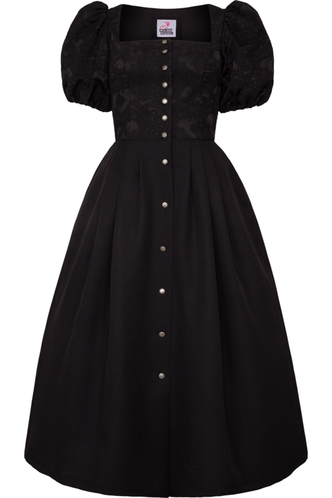 Dirndl mit Puffrmeln Dirndlkleid ohne Schrze lang schwarz