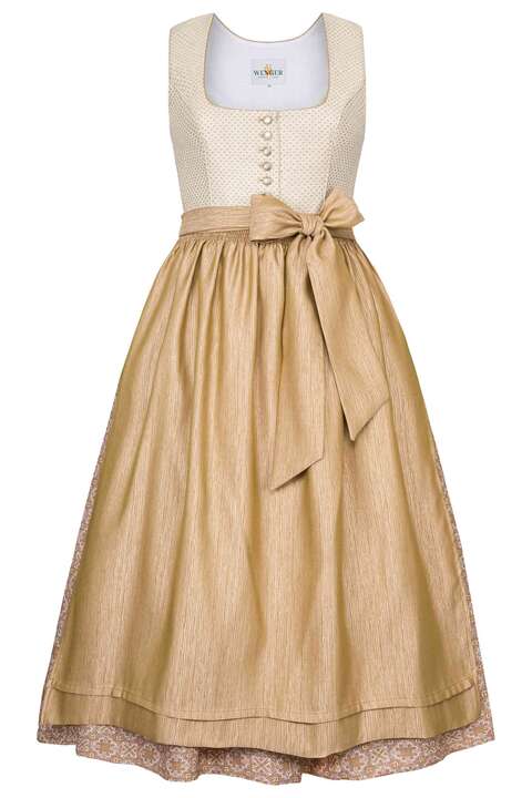 Dirndl lang gemusterter Rock beige kupfer